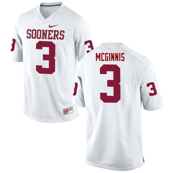Men Oklahoma Sooners #3 Connor McGinnis College Football Jerseys Game-White - Click Image to Close